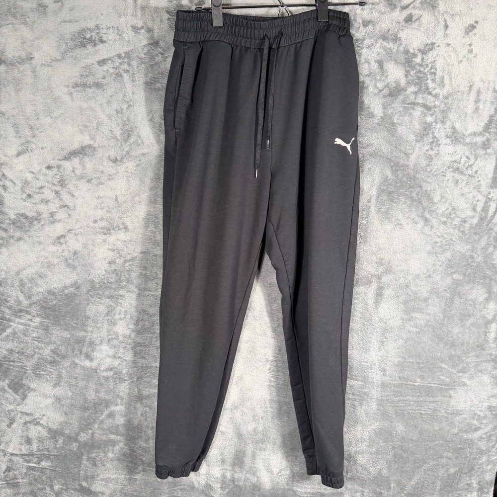 Puma Mens Joggers Sweatpants Size‎ M Black Athletic Workout Pants Cuffed